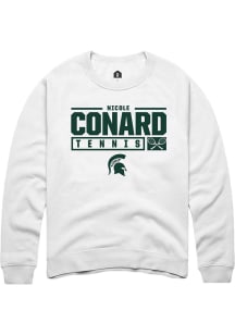 Nicole Conard Rally Mens White Michigan State Spartans NIL Stacked Box Crew Sweatshirt