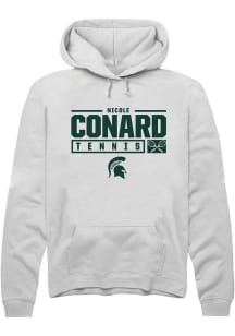 Nicole Conard Rally Mens White Michigan State Spartans NIL Stacked Box Hooded Sweatshirt