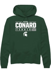 Nicole Conard Rally Mens Green Michigan State Spartans NIL Stacked Box Hooded Sweatshirt