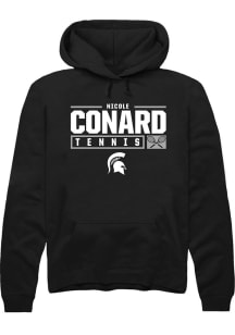 Nicole Conard Rally Mens Black Michigan State Spartans NIL Stacked Box Hooded Sweatshirt