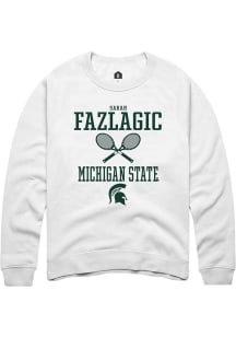 Sarah Fazlagic Rally Mens White Michigan State Spartans NIL Sport Icon Crew Sweatshirt