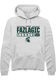 Sarah Fazlagic Rally Mens White Michigan State Spartans NIL Stacked Box Hooded Sweatshirt