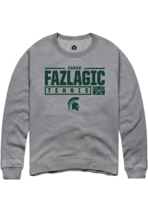 Sarah Fazlagic Rally Mens Graphite Michigan State Spartans NIL Stacked Box Crew Sweatshirt