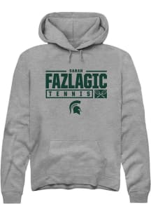 Sarah Fazlagic Rally Mens Graphite Michigan State Spartans NIL Stacked Box Hooded Sweatshirt