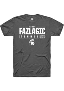 Sarah Fazlagic Dark Grey Michigan State Spartans NIL Stacked Box Short Sleeve T Shirt