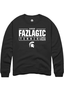 Sarah Fazlagic Rally Mens Black Michigan State Spartans NIL Stacked Box Crew Sweatshirt