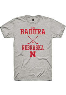 Caleb Badura Ash Nebraska Cornhuskers NIL Sport Icon Short Sleeve T Shirt