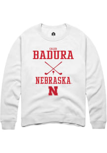 Caleb Badura Rally Mens White Nebraska Cornhuskers NIL Sport Icon Crew Sweatshirt