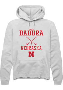 Caleb Badura Rally Mens White Nebraska Cornhuskers NIL Sport Icon Hooded Sweatshirt