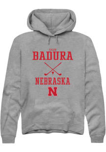 Caleb Badura Rally Mens Graphite Nebraska Cornhuskers NIL Sport Icon Hooded Sweatshirt