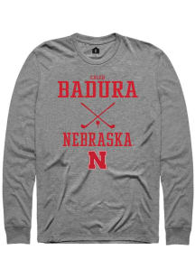 Caleb Badura Rally Mens Graphite Nebraska Cornhuskers NIL Sport Icon Tee