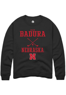 Caleb Badura Rally Mens Black Nebraska Cornhuskers NIL Sport Icon Crew Sweatshirt