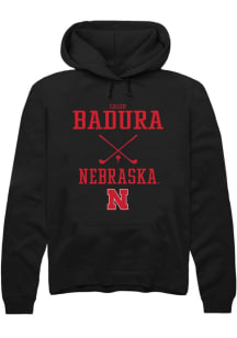 Caleb Badura Rally Mens Black Nebraska Cornhuskers NIL Sport Icon Hooded Sweatshirt