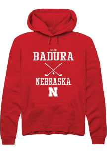 Caleb Badura Rally Mens Red Nebraska Cornhuskers NIL Sport Icon Hooded Sweatshirt