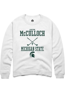 Ashton McCulloch Rally Mens White Michigan State Spartans NIL Sport Icon Crew Sweatshirt