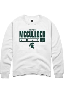 Ashton McCulloch Rally Mens White Michigan State Spartans NIL Stacked Box Crew Sweatshirt