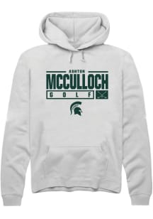 Ashton McCulloch Rally Mens White Michigan State Spartans NIL Stacked Box Hooded Sweatshirt