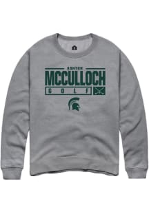 Ashton McCulloch Rally Mens Graphite Michigan State Spartans NIL Stacked Box Crew Sweatshirt