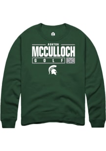 Ashton McCulloch Rally Mens Green Michigan State Spartans NIL Stacked Box Crew Sweatshirt