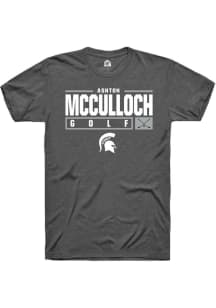 Ashton McCulloch Dark Grey Michigan State Spartans NIL Stacked Box Short Sleeve T Shirt