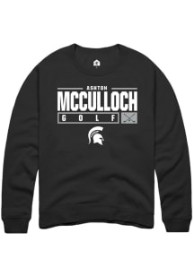 Ashton McCulloch Rally Mens Black Michigan State Spartans NIL Stacked Box Crew Sweatshirt