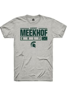 August Meekhof Ash Michigan State Spartans NIL Stacked Box Short Sleeve T Shirt