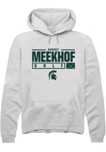 August Meekhof Rally Mens White Michigan State Spartans NIL Stacked Box Hooded Sweatshirt