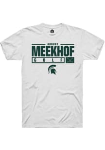 August Meekhof White Michigan State Spartans NIL Stacked Box Short Sleeve T Shirt