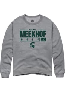 August Meekhof Rally Mens Graphite Michigan State Spartans NIL Stacked Box Crew Sweatshirt