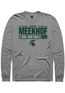 August Meekhof Rally Mens Graphite Michigan State Spartans NIL Stacked Box Tee