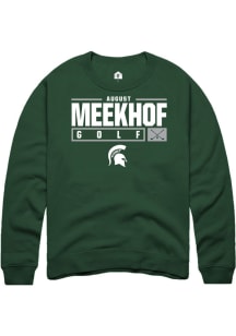 August Meekhof Rally Mens Green Michigan State Spartans NIL Stacked Box Crew Sweatshirt