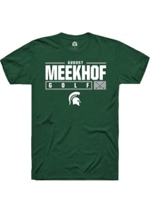 August Meekhof Green Michigan State Spartans NIL Stacked Box Short Sleeve T Shirt