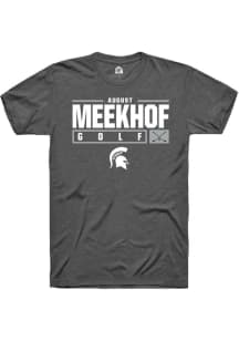 August Meekhof Dark Grey Michigan State Spartans NIL Stacked Box Short Sleeve T Shirt