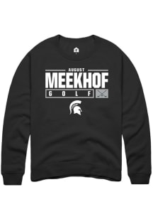 August Meekhof Rally Mens Black Michigan State Spartans NIL Stacked Box Crew Sweatshirt