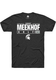 August Meekhof Black Michigan State Spartans NIL Stacked Box Short Sleeve T Shirt