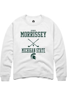 Pierce Morrissey Rally Mens White Michigan State Spartans NIL Sport Icon Crew Sweatshirt