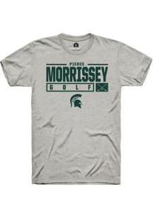 Pierce Morrissey Ash Michigan State Spartans NIL Stacked Box Short Sleeve T Shirt