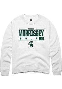 Pierce Morrissey Rally Mens White Michigan State Spartans NIL Stacked Box Crew Sweatshirt