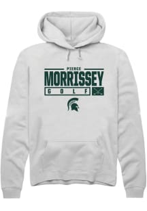 Pierce Morrissey Rally Mens White Michigan State Spartans NIL Stacked Box Hooded Sweatshirt