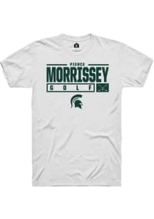 Pierce Morrissey White Michigan State Spartans NIL Stacked Box Short Sleeve T Shirt