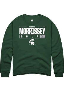 Pierce Morrissey Rally Mens Green Michigan State Spartans NIL Stacked Box Crew Sweatshirt