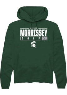 Pierce Morrissey Rally Mens Green Michigan State Spartans NIL Stacked Box Hooded Sweatshirt