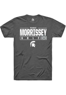 Pierce Morrissey Dark Grey Michigan State Spartans NIL Stacked Box Short Sleeve T Shirt