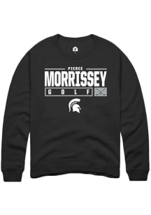 Pierce Morrissey Rally Mens Black Michigan State Spartans NIL Stacked Box Crew Sweatshirt