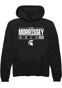 Pierce Morrissey Rally Mens Black Michigan State Spartans NIL Stacked Box Hooded Sweatshirt