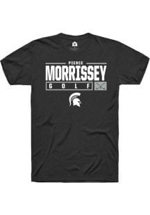 Pierce Morrissey Black Michigan State Spartans NIL Stacked Box Short Sleeve T Shirt