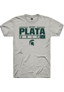 Valery Plata Ash Michigan State Spartans NIL Stacked Box Short Sleeve T Shirt