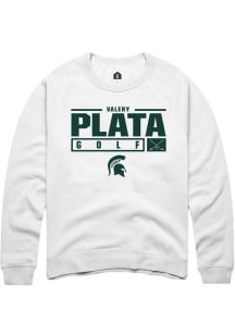 Valery Plata Rally Mens White Michigan State Spartans NIL Stacked Box Crew Sweatshirt