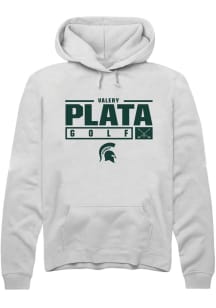 Valery Plata Rally Mens White Michigan State Spartans NIL Stacked Box Hooded Sweatshirt