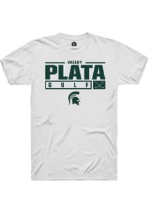 Valery Plata White Michigan State Spartans NIL Stacked Box Short Sleeve T Shirt